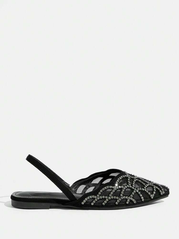 CUCCOO TILAWA Women's Fashionable & Elegant Commuting Rhinestone Decorated Flats