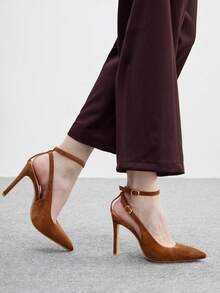 CUCCOO BIZCHIC Giày cao gót mũi nhọn thanh lịch dành cho nữ, thiết kế tối giản cho việc đi lại - màu nâu - Xem 4
