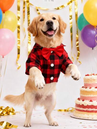 1 pieza Camisa con patrón de cuadrícula adecuada para gatos y perros en primavera y verano