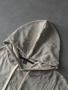 PAVTROS 男士哥特风做旧连帽卫衣，针织连帽衫，套头连帽衫，亮片提花面料，星空图案，独特，艺术感十足，街头风，男女皆宜，情侣款，说唱歌手风格，送给男友的礼物，闪亮星星图案连帽衫 - 駝色 - 查看 5