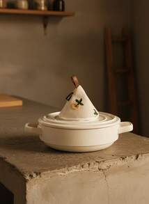 Cirelle Embroidered Pot Holder Mitt - Cotton Linen Heat Resistant Lid Lifter & Pan Handle Cover, Rustic Kitchen Accessory - Multicolor - View 2