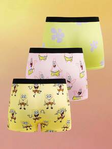 SpongeBob SquarePants | SHEIN Men's Comfortable Cute Soft Cartoon Pattern Trunks - Multicolor - View 2