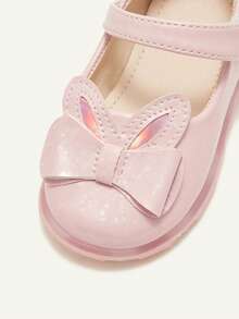 Cozy Pixies Toddler Girls' Cute Versatile Hook And Loop Strap Shoes, Convenient For Indoor & Outdoor Wear, Rabbit Design - Pink - View 8