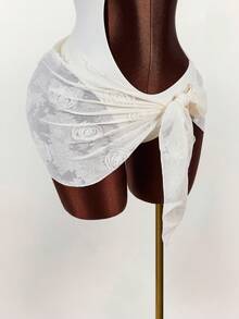 Amplova 女士花卉纹理短款裹身罩衫，超低腰，性感前卫的纹理设计 - 彩色 - 查看 12