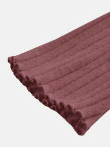 SHEIN Tween Girl Pink Drawstring Asymmetric Hem Flared Sleeve T-Shirt,Off Shoulder T-Shirt,Fall Clothes,Halloween Clothes,Comfortable T-Shirt,Back To School Season, Christmas - Pink - View 5