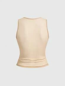 ROMWE Fairycore Top de mujer con volantes de encaje floral vintage patchwork - Caqui - Ver 4