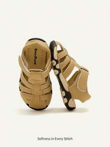 Cozy Pixies 1双夏季婴儿凉鞋，柔软舒适可爱实用，幼儿男童凉鞋 - 杏色 - 查看 1