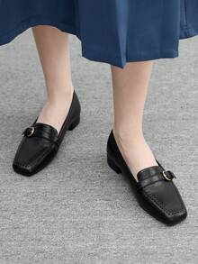 CUCCOO BIZCHIC 女士休闲百搭通勤简约日常搭扣平底鞋 - 黑色 - 查看 5