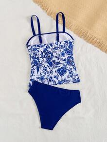 Swim Lushoire Women's Elegant Spaghetti Strap Bikini Top With Positioning Print, Bohemian Style Suitable For Summer Beach Vacation - Multicolor - View 8