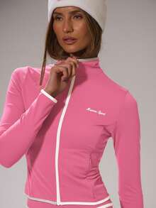 Musera Sport 运动撞色滚边高腰紧身裤，仅限冬季运动服，适合运动、健身房锻炼、滑雪、野雪等场合。 - 玫紅色 - 查看 6