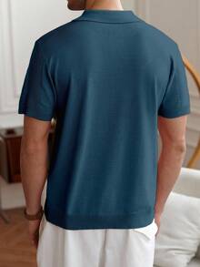 Manfinity Homme Men's Short Sleeve Half-Zip Casual Business Everyday Knit Top Men Polo Shirt Blue Tops For Men Men Knit Shirt Summer Wear For Men Men Knitted Polo - Multicolor - View 2