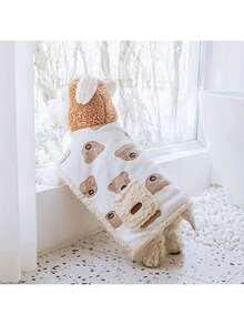宠物秋冬服装，韩版可爱猫狗衣服，毯子，睡衣，狗狗浴袍，猫狗斗篷，适合猫咪和小型/中型/大型犬 - 卡其色 - 查看 5