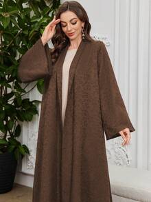 Al Najma 女士纯色及花卉印花休闲宽松度假长袍 - 咖啡棕 - 查看 1