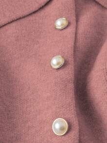 SHEIN LUNE Elegant Metallic Starfish Button Decor Collared Waist Cinched Cardigan, Blogger Style, Slim Fit - Dusty Pink - View 6