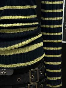 Sunspun 大码女式性感罗纹V领长袖T恤，百搭休闲街头风，适合假日穿着，经典罗纹套头衫 - 彩色 - 查看 4