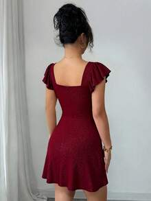 GlowEve Women's Elegant Sexy Shiny Mini Dress - Red - View 2