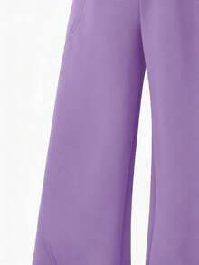 Sparklyn 女童直筒运动裤，质地顺滑，简约日常剪裁，线条流畅，适合上学、周末及秋冬季穿着。 - 紫色 - 查看 4