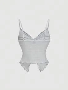 SHEIN MOD Blusa de fiesta con nudo retorcido plateado para mujer - Blanco - Ver 2
