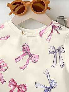 SHEIN Playful Pals Baby Girl Short Sleeve Round Neck T-Shirt And Pants Fashion Summer Outfit Set