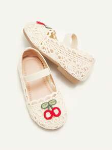 Cozy Pixies 1 Paar vielseitige Cut Out-Design Kirsche Mädchen/Kleinkind weiße Landhaus Prinzessin Ballerinas, geeignet für alle Jahreszeiten - cremefarben - Übersicht 7