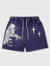 Street Life Men's Letter Print Drawstring Waist Pocket Loose Casual Shorts