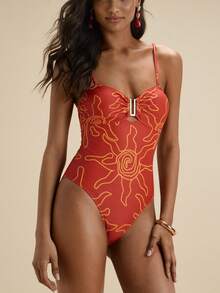 Travachic Women's Vacation Sun Print Metallic Decor Sexy Camisole One-Piece Swimsuit,Fashionable For Summer,Summer Beach Outfits For Women,Sheer, Holiday Outfits, Floral Print, Beach Outfits For Woman, Vacation Outfits Woman, Elegant Clothed For Women,  Vacation,Beach,Red,Pink,Pink Bikini,Casual,Vacation,Vacation Outfits Women,Vacation,Summer Holiday Outfits ,Holiday Outfits For Women,Holiday,Vacation Outfits For Women,Vacation Dress,Elegant,Going Out,Party,Beach,Beach Outfits For Women,Beach Skirt,Beach Set,Beach Outfit,Beach Outfit For Women,Summer,Summer Clothes,Ummer Holiday Outfits,Flower,Graphic,Carmaval,Carnival - Multicolor - View 6