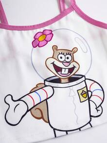SpongeBob SquarePants | SHEIN Young Girl 3pcs/Set Cute Cartoon Pattern Camisole , Age 4-7Y - White - View 8