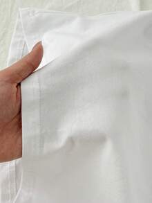 SHEIN EZwear 2 件套女士奶油白色休闲长袖上衣和短裤，干净的女孩风格，沙滩装，家居服，春假，秋冬，基本款分层单品，全年穿着，百搭百搭，柔软女孩风格，休闲修身 - 彩色 - 查看 7