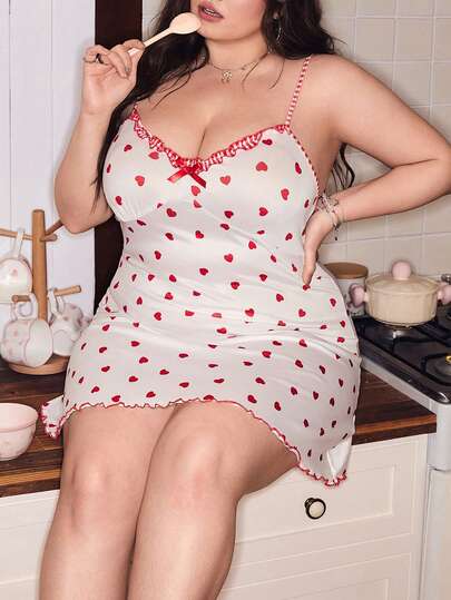 SweetSlumber 加大码甜心撞色吊带睡裙