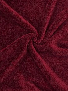 SHEIN EZwear 女士酒红色双面抓绒宽松连帽外套，秋冬季休闲家居服 - 酒紅色 - 查看 7