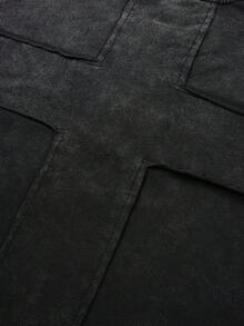 ROMWE MEN Men's Casual Cross & Spider Web Print T-Shirt, Autumn - Black - View 8