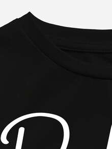 Girls Casual Printed Short Sleeve T-Shirt, Suitable For Summer Dad And Me Shirts Graphic Tee Dad And Me Dad And Me Graphic Top Father S Day Shirt - Black - View 3