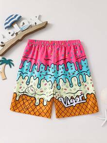 SHEIN Quần bơi in họa tiết kem mùa hè hoạt hình dễ thương cho bé trai, đồ bơi, thường ngày, sinh viên, thoải mái, thời trang, đa năng, mềm mại, thích hợp cho các hoạt động ngoài trời, lễ hội âm nhạc, ngày lễ, kỳ nghỉ ở bãi biển, không khí mùa hè, lễ hội, trang phục xuân/hè - Nhiều màu - Xem 6