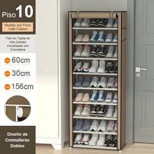 Muebles 10 Niveles Estante De Calzado Organizador Cubierta antipolvo Para Zapatero, Protector de 10 capas con cremallera para armario de zapatos, cubiertas de muebles para el hogar, cubierta Rectangular plegable Zapatero zapatera 10 Nivel de Zapatos de gabinete en Rack, Estante del Zapato de Lona Permanente del Organizador del almacenaje, for 30 Pares Zapatos con Prueba de Polvo Cubierta zapatera Zapatero - Café integral - Ver 10