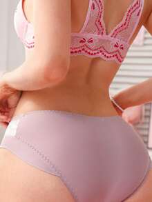 PetitDoll 1 chiếc quần lót cạp thấp phối ren màu tương phản thanh lịch - Nhiều màu - Xem 2