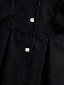 Girls' Red Ruffled Long Sleeve Casual Hooded Single-Breasted Overcoat