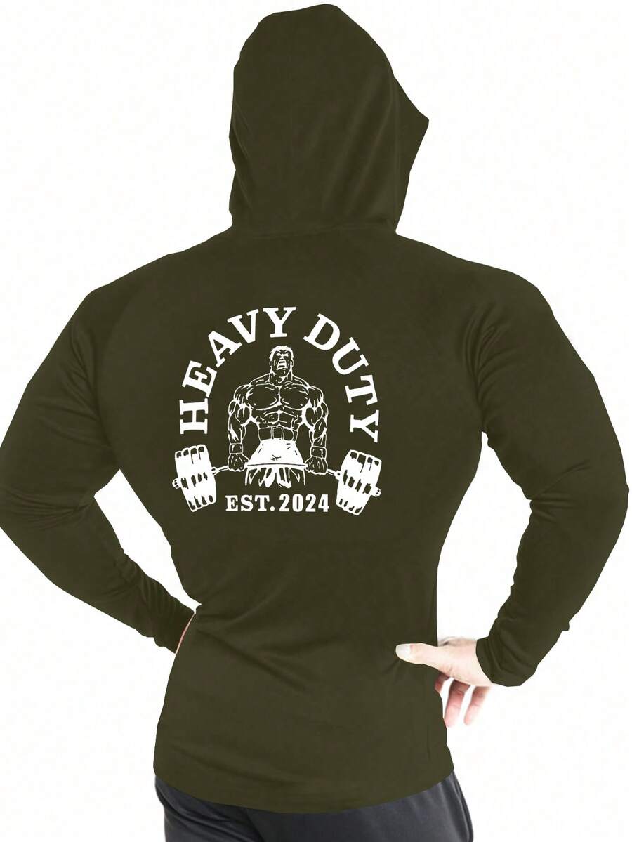 Gym Rark Men's Contrast Color Print Long Sleeve Sweatshirt - Army Green - View 1