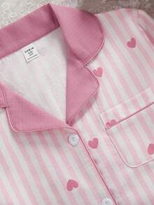 Bộ 2 áo khoác cardigan dài tay họa tiết sọc và trái tim cho bé gái, đồ mặc nhà thoải mái và dễ chịu - Nhiều màu - Xem 6