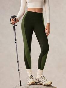 OutZeal Damskie legginsy sportowe do ćwiczeń na siłownię, odprowadzające wilgoć, modelujące brzuch, z wysokim stanem i kolorowym wzorem, z kieszenią - Wielokolorowe - Zobacz 9