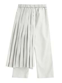 Manfinity Roghcode Men's Solid Color Pleated Loose-Fitting Stylish Trousers With Pockets - Light Grey - View 2