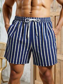 Manfinity VDAYZ Męskie szorty plażowe w paski z blokami kolorów