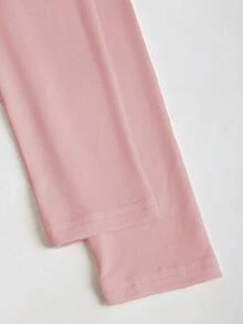 Sweetra Petite 女士秋冬咖啡色不对称长袖金属装饰层叠荷叶边迷你连衣裙 - 藕粉色 - 查看 5