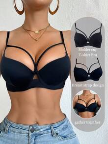 Sujetador con aros de apoyo cómodo y de uso diario para mujeres - Negro - Ver 5