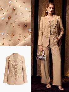 MOTF PREMIUM 女士高级水钻装饰西装外套 - 咖啡棕 - 查看 2