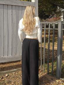 Sydney Algeri Pantaloni lunghi casual in velluto a coste vintage alla moda per autunno, stile di vita urbano - nero - Visualizzare 2