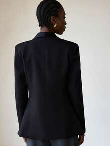 Aveloria Modichic Fashionable Design Sense Casual Slim Fit Blazer Jacket With Lapel Collar, Long Sleeve - Black - View 6