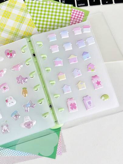 Joivida 5/10枚入り A6/A7/M5 リーフスタイル ディバイダー、A6/A7/M5 リーフスタイル 3Dエンボス ステッカーブック、段ボールステッカーブック、PP素材、リーフスタイルディバイダー、DIYステッカーブック、ダイアリー、家計簿、3Dクリスタルバブル、学校/オフィス用品など