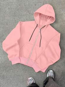 Claim Dot Plus Size Men's Casual Cardigan, Solid Color, Minimalist Design For Everyday Wear - Pink - View 4