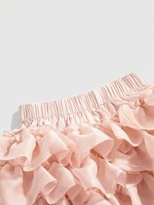 ROMWE Kawaii 女士纯色荷叶边时尚短裤 - 粉色 - 查看 3