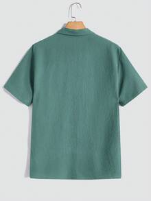 Manfinity Homme 2pcs Men's Casual Solid Color Shirt & Pants Set - Green - View 6